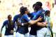 TOPSHOT - France's midfielder Paul Pogba (R) celebrates with teammates after scoring their second goal during the Russia 2018 World Cup Group C football match between France and Australia at the Kazan Arena in Kazan on June 16, 2018. (Photo by SAEED KHAN / AFP) / RESTRICTED TO EDITORIAL USE - NO MOBILE PUSH ALERTS/DOWNLOADS (Photo credit should read SAEED KHAN/AFP/Getty Images)