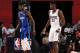 LAS VEGAS, NV - JULY 9: DeAndre Ayton #22 of the Phoenix Suns and Mohamed Bamba #5 of the Orlando Magic look on during the 2018 Las Vegas Summer League on July 9, 2018 at the Thomas & Mack Center in Las Vegas, Nevada. NOTE TO USER: User expressly acknowledges and agrees that, by downloading and or using this Photograph, user is consenting to the terms and conditions of the Getty Images License Agreement. Mandatory Copyright Notice: Copyright 2018 NBAE (Photo by Garrett Ellwood/NBAE via Getty Images)