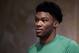 Boston Celtics draft pick Robert Williams at the team's training facility in Boston, Tuesday, July 3, 2018. (AP Photo/Charles Krupa)