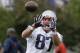 New England Patriots tight end Rob Gronkowski catches the ball during an NFL football minicamp practice, Tuesday, June 5, 2018, in Foxborough, Mass. (AP Photo/Steven Senne)