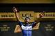 Colombia's Fernando Gaviria celebrates on the podium after winning the fourth stage of the 105th edition of the Tour de France cycling race between La Baule and Sarzeau, western France, on July 10, 2018. (Photo by Marco BERTORELLO / AFP) (Photo credit should read MARCO BERTORELLO/AFP/Getty Images)