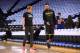 OAKLAND, CA - APRIL 7: Stephen Curry #30 of the Golden State Warriors speaks with Head Performance Therapist Chelsea Lane before the game against the New Orleans Pelicans on April 7, 2018 at ORACLE Arena in Oakland, California. NOTE TO USER: User expressly acknowledges and agrees that, by downloading and or using this photograph, user is consenting to the terms and conditions of Getty Images License Agreement. Mandatory Copyright Notice: Copyright 2018 NBAE (Photo by Noah Graham/NBAE via Getty Images)