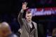 New York Knicks' Kristaps Porzingis (6) waves to fans before an NBA basketball game against the Dallas Mavericks Tuesday, March 13, 2018, in New York. (AP Photo/Frank Franklin II)