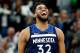 Minnesota Timberwolves' Karl-anthony Towns plays against the Houston Rockets in the first half during Game 3 of an NBA basketball first round playoff series Saturday, April 21, 2018, in Minneapolis. (AP Photo/Jim Mone)