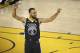 Golden State Warriors guard Stephen Curry (30) celebrates during the second half of Game 2 of basketball's NBA Finals between the Golden State Warriors and the Cleveland Cavaliers in Oakland, Calif., Sunday, June 3, 2018. (AP Photo/Ben Margot)