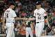 Houston Astros manager AJ Hinch (14) pulls relief pitcher Ken Giles (53) from the baseball game during the ninth inning against the Oakland Athletics on Tuesday, July 10, 2018, in Houston. (AP Photo/David J. Phillip)