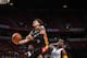 LAS VEGAS, NV - JULY 11: Trae Young #11 of the Atlanta Hawks shoots the ball against the Indiana Pacers during the 2018 Las Vegas Summer League on July 11, 2018 at the Thomas & Mack Center in Las Vegas, Nevada. NOTE TO USER: User expressly acknowledges and agrees that, by downloading and or using this Photograph, user is consenting to the terms and conditions of the Getty Images License Agreement. Mandatory Copyright Notice: Copyright 2018 NBAE (Photo by Garrett Ellwood/NBAE via Getty Images)