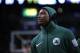 Boston Celtics guard Marcus Smart during warm ups prior to an NBA basketball game in Boston, Wednesday, Dec. 20, 2017. (AP Photo/Charles Krupa)