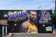 A mural of LeBron James in a Los Angeles Lakers jersey is viewed in Venice, California on July 9, 2018. - It was originally revealed July 6, 2018, and then vandalized over the weekend, and re-touched up again with the word 'of' not repainted from the original words 'the King of LA'. Artists Jonas Never and Menso One painted the mural to welcome LeBron James to Los Angeles, outside the Baby Blues BBQ resturant in Venice, California. (Photo by Frederic J. BROWN / AFP) / RESTRICTED TO EDITORIAL USE - MANDATORY MENTION OF THE ARTIST UPON PUBLICATION - TO ILLUSTRATE THE EVENT AS SPECIFIED IN THE CAPTION (Photo credit should read FREDERIC J. BROWN/AFP/Getty Images)
