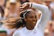US player Serena Williams celebrates after beating Germany's Julia Goerges 6-2, 6-4 in their women's singles semi-final match on the tenth day of the 2018 Wimbledon Championships at The All England Lawn Tennis Club in Wimbledon, southwest London, on July 12, 2018. (Photo by Glyn KIRK / AFP) / RESTRICTED TO EDITORIAL USE (Photo credit should read GLYN KIRK/AFP/Getty Images)