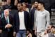 FILE - In this Jan. 21, 2018, file photo, San Antonio Spurs guard Danny Green, right, stands at the bench with injured teammates Kawhi Leonard, second from left, and Rudy Gay, center, during the second half of an NBA basketball game against the Indiana Pacers in San Antonio. General manager R.C. Buford acknowledges star forward Kawhi Leonard is unhappy with the Spurs. He remains optimistic the relationship can be salvaged. (AP Photo/Eric Gay, File)