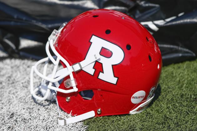 CHAMPAIGN, IL - OCTOBER 14: A Rutgers Scarlet Knights helmet is seen on the sidelines during the game against the Illinois Fighting Illini at Memorial Stadium on October 14, 2017 in Champaign, Illinois. (Photo by Michael Hickey/Getty Images)