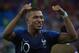 SAINT PETERSBURG, RUSSIA - JULY 10: Kylian Mbappe of France celebrates his team victory at the 2018 FIFA World Cup Russia Semi Final match between Belgium and France at Saint Petersburg Stadium on July 10, 2018 in Saint Petersburg, Russia. (Photo by Quality Sport Images/Getty Images)