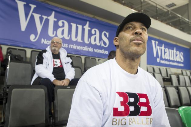 The father of American basketball players LiAngelo and LaMelo, LaVar Ball attends during the training session at the BC Prienai-Birstonas Vytautas arena in Prienai, Lithuania, Friday, Jan. 5, 2018. LiAngelo Ball and LaMelo Ball have signed a one-year contract to play for Lithuanian professional basketball club Prienai - Birstonas Vytautas, in the southern Lithuania town of Prienai, some 110 km (68 miles) from the Lithuanian capital Vilnius.(AP Photo/Mindaugas Kulbis)
