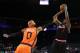 OAKLAND, CA - JULY 06: Al Harrington #3 of Trilogy takes a shot against Drew Gooden #0 of 3's Company during week three of the BIG3 three on three basketball league game at ORACLE Arena on July 6, 2018 in Oakland, California. (Photo by Ezra Shaw/BIG3/Getty Images)