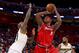 DETROIT, MI - JULY 13: Al Harrington #3 of Trilogy attempts a shot while being guarded by Josh Powell #21 of the Killer 3's during BIG3 - Week Four at Little Caesars Arena on July 13, 2018 in Detroit, Michigan. (Photo by Gregory Shamus/BIG3/Getty Images)