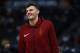 Cleveland Cavaliers forward Ante Zizic (41) in the first half of an NBA basketball game Wednesday, March 7, 2018, in Denver. (AP Photo/David Zalubowski)