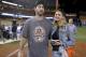 Houston Astros' Justin Verlander celebrates with Kate Upton after Game 7 of baseball's World Series against the Los Angeles Dodgers Wednesday, Nov. 1, 2017, in Los Angeles. The Astros won 5-1 to win the series 4-3. (AP Photo/Jae C. Hong)