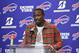 Buffalo Bills running back LeSean McCoy (25) speaks during a news conference after an NFL football game against the Tampa Bay Buccaneers Sunday, Oct. 22, 2017, in Orchard Park, N.Y. The Bills won 30-27.(AP Photo/Rich Barnes)