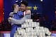 Tony Miles, left, embraces first place finisher John Cynn after the World Series of Poker main event, Sunday, July 15, 2018, in Las Vegas. (AP Photo/John Locher)