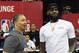 LAS VEGAS, NV - JULY 15: Head coach Tyronn Lue (L) of the Cleveland Cavaliers talks with LeBron James of the Los Angeles Lakers after a quarterfinal game of the 2018 NBA Summer League between the Lakers and the Detroit Pistons at the Thomas & Mack Center on July 15, 2018 in Las Vegas, Nevada. NOTE TO USER: User expressly acknowledges and agrees that, by downloading and or using this photograph, User is consenting to the terms and conditions of the Getty Images License Agreement. (Photo by Ethan Miller/Getty Images)