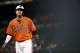 Baltimore Orioles' Manny Machado stands on the field during a baseball game against the Texas Rangers, Friday, July 13, 2018, in Baltimore. (AP Photo/Patrick Semansky)
