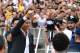 Portuguese footballer Cristiano Ronaldo waves to supporters as he arrives on July 16, 2018 at the Juventus medical centre at the Alliance stadium in Turin. - A Turin hit by Cristiano Ronaldo fever awaits the striker as Juventus prepare to unveil the surprise signing, that after the end of the World Cup, puts all eyes on the Italian champions and Serie A. (Photo by Miguel MEDINA / AFP) (Photo credit should read MIGUEL MEDINA/AFP/Getty Images)