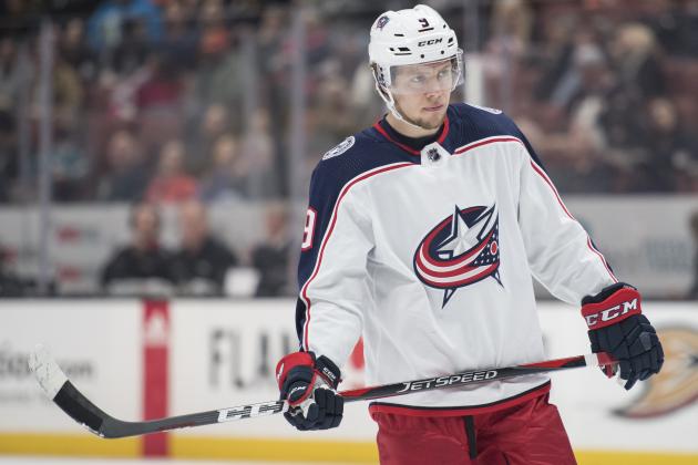 Columbus Blue Jackets left wing Artemi Panarin in the first period of an NHL hockey game against the Anaheim Ducks in Anaheim, Calif., Friday, March 2, 2018. (AP Photo/Kyusung Gong)