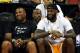 LAS VEGAS, NV - JULY 15: Randy Mims (L) and LeBron James of the Los Angeles Lakers attend a quarterfinal game of the 2018 NBA Summer League between the Lakers and the Detroit Pistons at the Thomas & Mack Center on July 15, 2018 in Las Vegas, Nevada. NOTE TO USER: User expressly acknowledges and agrees that, by downloading and or using this photograph, User is consenting to the terms and conditions of the Getty Images License Agreement. (Photo by Ethan Miller/Getty Images)