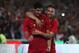 LISBON, PORTUGAL - JUNE 7: Portugal and Valencia FC forward Goncalo Guedes celebrates with teammate Portugal and Borussia Dortmund defender Raphael Guerreiro after scoring a goal during the International Friendly match between Portugal and Algeria at Estadio da Luz on June 7, 2018 in Lisbon, Portugal. (Photo by Gualter Fatia/Getty Images)
