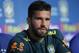 Brazil goalkeeper Alisson looks on during a press conference in Sochi, Russia, Tuesday, June 12, 2018. Brazil will face Switzerland on June 17 in the group E for the soccer World Cup. (AP Photo/Andre Penner)