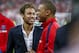 PARIS, FRANCE - MAY 08: Neymar Jr #10 and Kylian Mbappe #29 of Paris Saint-Germain are talking after the victory of the Coupe de France Final between Les Herbiers VF and Paris Saint-Germain at Stade de France on May 8, 2018 in Paris, France. (Photo by Catherine Steenkeste/Getty Images)