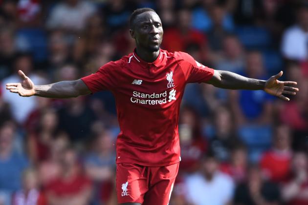 BURY, ENGLAND - JULY 14: Naby Keita of Liverpool reacts during a pre-season friendly match between Bury and Liverpool at Gigg Lane on July 14, 2018 in Bury, England. (Photo by Nathan Stirk/Getty Images)