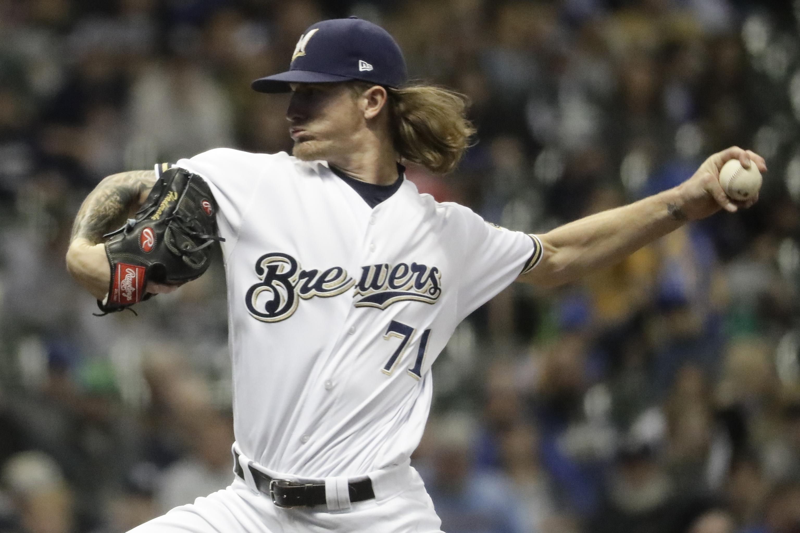 The scene of Josh Hader's apology just after racist, sexist