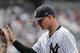 New York Yankees starting pitcher Sonny Gray (55) is congratulated by teammates as he leaves the baseball game during the sixth inning against the New York Mets, Saturday, July 21, 2018, in New York. (AP Photo/Julie Jacobson)