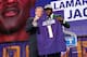 ARLINGTON, TX - APRIL 26: Lamar Jackson of Louisville poses with NFL Commissioner Roger Goodell after being picked #32 overall by the Baltimore Ravens during the first round of the 2018 NFL Draft at AT&T Stadium on April 26, 2018 in Arlington, Texas. (Photo by Tom Pennington/Getty Images)