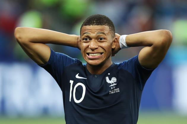 MOSCOW, RUSSIA - JULY 15: Kylian Mbappe of France is seen during the 2018 FIFA World Cup Russia Final between France and Croatia at Luzhniki Stadium on July 15, 2018 in Moscow, Russia. (Photo by Ian MacNicol/Getty Images)