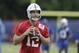 Indianapolis Colts quarterback Andrew Luck (12) runs a drill during practice at the NFL football team's training camp, Tuesday, June 12, 2018, in Indianapolis. (AP Photo/Darron Cummings)