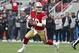 San Francisco 49ers quarterback Jimmy Garoppolo (10) against the Jacksonville Jaguars during an NFL football game in Santa Clara, Calif., Sunday, Dec. 24, 2017. (AP Photo/Tony Avelar)