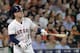 Houston Astros' Alex Bregman watches his home run against the Oakland Athletics during the first inning of a baseball game Tuesday, July 10, 2018, in Houston. (AP Photo/David J. Phillip)