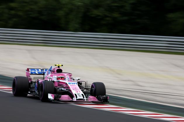 BUDAPEST, HUNGARY - JULY 27: Esteban Ocon of France driving the (31) Sahara Force India F1 Team VJM11 Mercedes on track during practice for the Formula One Grand Prix of Hungary at Hungaroring on July 27, 2018 in Budapest, Hungary.  (Photo by Charles Coates/Getty Images)