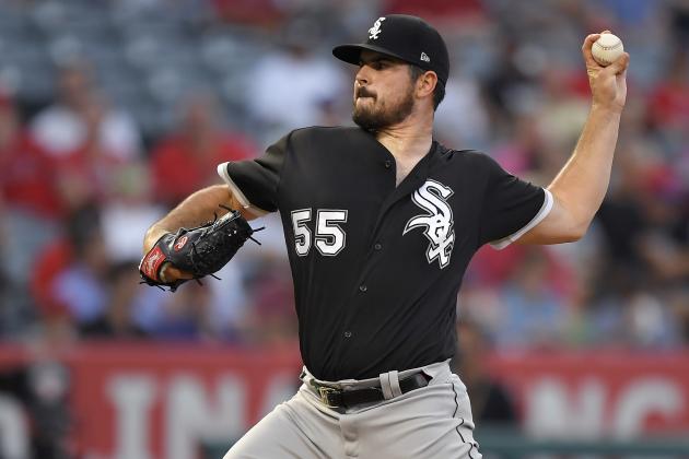Chicago White Sox starting pitcher Carlos Rodon throws to the plate during the first inning of a baseball game against the Los Angeles Angels Tuesday, July 24, 2018, in Anaheim, Calif. (AP Photo/Mark J. Terrill)