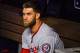 MIAMI, FL - JULY 26: Bryce Harper #34 of the Washington Nationals in the dugout before the game against the Miami Marlins at Marlins Park on July 26, 2018 in Miami, Florida. (Photo by Mark Brown/Getty Images)