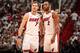 MIAMI, FL - APRIL 21: Goran Dragic #7 of the Miami Heat and Wayne Ellington #2 of the Miami Heat look on during the game against the Philadelphia 76ers in Game Four of the Eastern Conference Quarterfinals during the 2018 NBA Playoffs on April 21, 2018 at American Airlines Arena in Miami, Florida. NOTE TO USER: User expressly acknowledges and agrees that, by downloading and/or using this photograph, user is consenting to the terms and conditions of the Getty Images License Agreement. Mandatory Copyright Notice: Copyright 2018 NBAE (Photo by Issac Baldizon/NBAE via Getty Images)