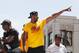 CLEVELAND, OH - JUNE 22: Tristan Thompson #13 of the Cleveland Cavaliers waves at fans during the Cleveland Cavaliers Victory Parade And Rally on June 22, 2016 in downtown Cleveland, Ohio. NOTE TO USER: User expressly acknowledges and agrees that, by downloading and/or using this Photograph, user is consenting to the terms and conditions of the Getty Images License Agreement. Mandatory Copyright Notice: Copyright 2016 NBAE (Photo by Gregory Shamus/NBAE/Getty Images)