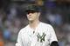 New York Yankees starting pitcher Sonny Gray walks off the field after the top of the third inning of a baseball game against the Los Angeles Angels, Saturday, May 26, 2018, in New York. (AP Photo/Julio Cortez)