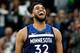 Minnesota Timberwolves' Karl-anthony Towns plays against the Houston Rockets in the first half during Game 3 of an NBA basketball first round playoff series Saturday, April 21, 2018, in Minneapolis. (AP Photo/Jim Mone)