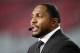ESPN announcer Ray Lewis speaks prior to an NFL football game between the Arizona Cardinals and the Baltimore Ravens, Monday, Oct. 26, 2015, in Glendale, Ariz. (AP Photo/Ross D. Franklin)