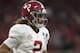 ATLANTA, GA - JANUARY 08: Jalen Hurts #2 of the Alabama Crimson Tide looks to the sidelines against the Georgia Bulldogs during the College Football Playoff National Championship held at Mercedes-Benz Stadium on January 8, 2018 in Atlanta, Georgia. Alabama defeated Georgia 26-23 for the national title. (Photo by Jamie Schwaberow/Getty Images)