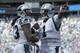 CHARLOTTE, NC - SEPTEMBER 18: Cam Newton #1 and teammate Kelvin Benjamin #13 of the Carolina Panthers during their game at Bank of America Stadium on September 18, 2016 in Charlotte, North Carolina. (Photo by Streeter Lecka/Getty Images)